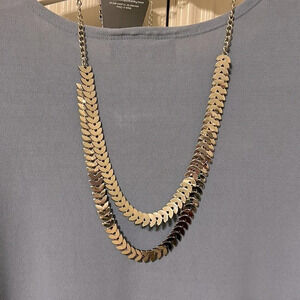 Silver tone half moon necklace (double row) and earring set by paparazzi.
